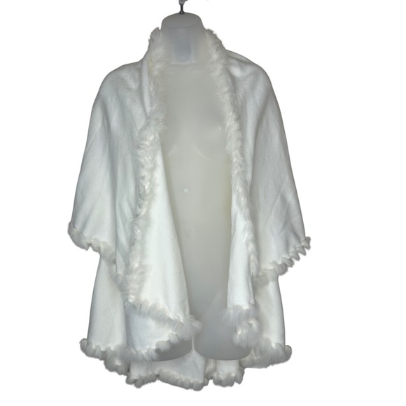 HK Sweaters - Heidi Kagan NWT Shawl‎ in Cream with Fur Trim our 4 styles Size One Size Boho